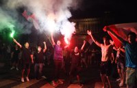 Fussball EURO 2021 Finale, Europameister Italien: Fans feuern auf dem Piazza del Popolo