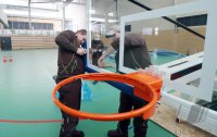 Basketball 2. Bundesliga Tigers Tuebingen: Neue Korbanlagen in der Volksbank Arena Rottenburg