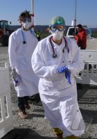 Corona: Container Ambulanz Tuebingen, Covid 19 Versorgung auf dem Tuebinger Festplatz