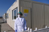 Corona: Container Ambulanz Tuebingen, Covid 19 Versorgung auf dem Tuebinger Festplatz