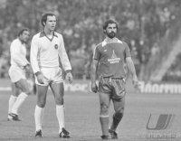 Fussball Testspiel Bayern-Cosmos: Beckenbauer, Mueller
