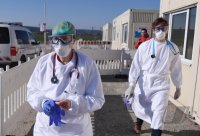 Corona: Container Ambulanz Tuebingen, Covid 19 Versorgung auf dem Tuebinger Festplatz