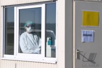 Corona: Container Ambulanz Tuebingen, Covid 19 Versorgung auf dem Tuebinger Festplatz