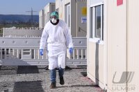 Corona: Container Ambulanz Tuebingen, Covid 19 Versorgung auf dem Tuebinger Festplatz