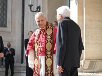 Staatsbesuch, Papst Leo XIV. trifft Italiens Staatspraesident Sergio Mattarella