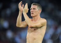 Fussball CHL  Saison 2011/2012: JUBEL Bastian Schweinsteiger (FC Bayern Muenchen)