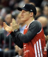Basketball 1. Bundesliga 2011/2012:  Bastian Schweinsteiger (FC Bayern Muenchen) als Fan auf der Tribuene