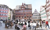 Corona Modelstadt Tuebingen: Strassencafe / Gastronomie