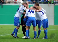 FUSSBALL, DFB Pokal 1. Hauptrunde: Kevin Lehanka, Frank Lehmann , Tim Goehlert , Marc Schnatterer (v. li., 1 FC Heidenheim 1846)