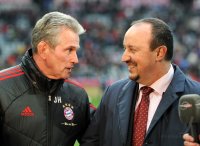 Fussball 1. Bundesliga, Saison 2011/2012: Trainer Jupp Heynckes  (li, FC Bayern Muenchen)  mit Trainer Rafael Benitez