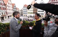 Basketball 1. Bundesliga 17/18  Teamvorstellung Walter Tigers Tuebingen auf dem Rathausbalkon