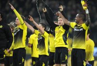 Fussball 1. Bundesliga, Saison 2011/2012: JUBEL nach dem Sieg Lukasz Piszczek, Jakub  KUBA Blaszczykowski (v. li., Borussia Dortmund)