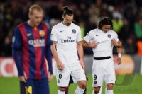 Fussball CHL  Saison 2014/2015: Zlatan Ibrahimovic (Paris Saint-Germain) und Edinson Cavani (Paris Saint-Germain)