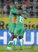 Fussball International:  Lacina Traore, Didier Ya Konan und Didier Drogba (v. li., Elfenbeinkueste)