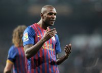 FUSSBALL International  COPA DEL REY  11/12: JUBEL nach dem TOR zum 1:2 durch Eric Abidal (Barca)