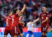 Fussball 1. Bundesliga Saison 21/22: FC Bayern Muenchen -  Hertha BSC Berlin