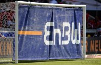 Fussball 1. Bundesliga :  Das Tor mit einer ENBW WERBEBANNER