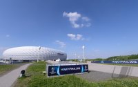 FUSSBALL INTERNATIONAL  CHL Finale 11/12:  Uebersicht der Allianz Arena mit dem Branding fuer das Finale