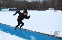 Leichtathletik; Wintertraining im Schnee: Kaderathleten der U18 der LAV Tuebingen