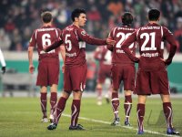 Fussball DFB Pokal, Saison 2011/2012, Viertelfinale: Serdar Tasci , Khalid Boulahrouz (v.li., VfB Stuttgart)
