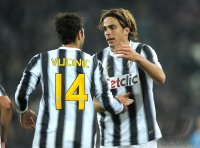 FUSSBALL SERIE A:  Mirko Vucinic , Alessandro Matri (v. li., Juventus Turin)