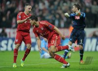 Fussball CHL  Saison 2011/2012:  JUBEL Mario Gomez (FC Bayern Muenchen)