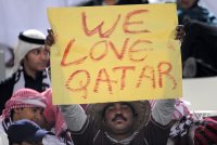 Fussball AFC Asian Cup 2011 Eroeffnungsspiel:  Katarische Fans in Tracht