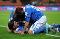 Fussball International WM Qualifikation 2014:  Jubel Riccardo Montolivo und Claudio Marchisio (v. li., Italien)