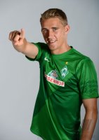 Fussball 1. Bundesliga, Saison 2012/2013, Werder Bremen: Nils Petersen im exklusiven Pressefoto ULMER Fotoshooting