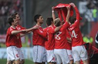 1. Fussball Bundesliga: Jubel nach dem Tor zum 1:0 um den Torschuetzen Andre Schuerrle (re, 1. FSV Mainz 05)