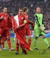 FUSSBALL INTERNATIONAL CHL VIERTELFINALE 12/13: JUBEL David Alaba (FC Bayern Muenchen)