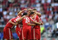Fussball Supercup: Jose Ernesto Sosa, Andreas Ottl, Miroslav Klose, Thomas Mueller (v. li., FC Bayern Muenchen)