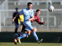 Fussball Regionalliga Sued 2011/2012:  Liridon Vocay (li, TSV 1860 Muenchen) gegen Sinan Tekerci  (re. 1. FC Nuernberg)