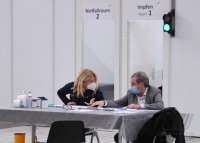 Pressekonferenz im Impfzentrum Paul Horn Arena Tuebingen