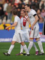 Fussball 1. Bundesliga  Saison 2010/2011:  SC Freiburg - FC Bayern Muenchen