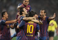 Fussball UEFA SUPER CUP 2011: JUBEL Cesc Fabregas (Barca)