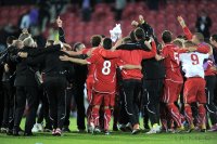 Fussball U21-EURO 2011 Halbfinale:  JUBEL nach dem Sieg Schweiz JUBELTRAUBE