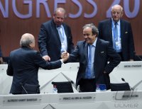 Fussball International 65. FIFA Kongress:  Vizepraesident Michel PLATINI (Frankreich) und FIFA Praesident Blatter (Schweiz)
