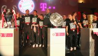 Fussball Champions Party 2013: FC Bayern Muenchen nach dem Gewinn des Triple