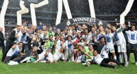 Fussball Champions League Finale 2014: JUBEL Ronaldo (Real Madrid) mit Pokal