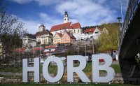 Stadtansicht mit dem Schriftzug Horb