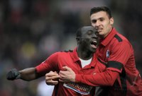 Fussball 1. Bundesliga  Saison 2010/2011:  JUBEL Papiss Demba Cisse (SC Freiburg)