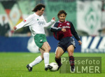 Fussball 1. Bundesliga: Bremen -Bayern, Zweikampf