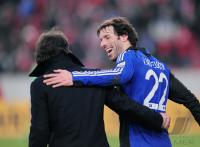 FUSSBALL  1. BUNDESLIGA  09/10   JUBEL Trainer Labaddia und Van Nistelrooy  (Hamburger SV )