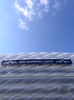 FUSSBALL INTERNATIONAL  CHL Finale 11/12:  Uebersicht der Allianz Arena mit dem Branding fuer das Finale