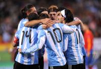 Fussball Nationalmannschaft : ARG JUBEL um Lionel Messi (ARG)