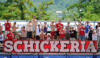 Fussball 1. Bundesliga Saison   2011/2012 : SCHICKERIA Fans mit einem Banner