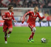 Fussball 1. Bundesliga  09/10  ROBBEN und LAHM (FC Bayern Muenchen)