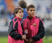 FUSSBALL International Primera Division 10/11:   Bojan (Barca) und J. Dos Santos (Barca)