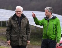 Oberbuergermeister Palmer (Die Gruenen) und Ministerpraesident Kretschmann (Die Gruenen)